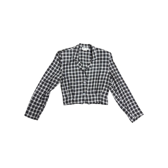 Wet Seal Jackets & Blazers - Wet Seal Vintage Cropped Blazer Black White Plaid 90s Academic Jacket Women S
